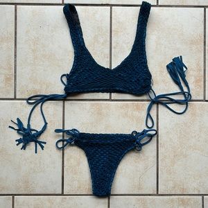 Navy/teal Crochet acacia bikini